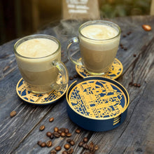 Load image into Gallery viewer, GOLDEN JERUSALEM Drink Coaster Hot for Tabletop Protection Home Table Decoration Jewish Hebrew Rosh Ha-Shana