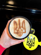 Load image into Gallery viewer, SUPPORT UKRAINE Set of 4 Stencils for Pancakes, Bread, Cappuccino, Hot Cocoa & Hot Chocolate 3.5-Inch-Scale Produced by 3D Kitchen Art