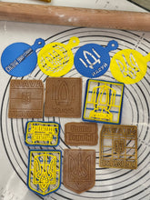 Load image into Gallery viewer, SUPPORT UKRAINE - Full Set if 4 Ukrainian Cookie Cutters & Molds + Set of 4 Stencils Produced by 3D Kitchen Art