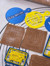Load image into Gallery viewer, SUPPORT UKRAINE - Full Set if 4 Ukrainian Cookie Cutters & Molds + Set of 4 Stencils Produced by 3D Kitchen Art