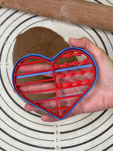 Load image into Gallery viewer, USA Heart Flag Cookie Cutter & Mold 4.1” Produced by 3D Kitchen Art