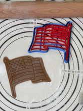 Load image into Gallery viewer, USA Flag Cookie Cutter & Mold 4.1” Produced by 3D Kitchen Art