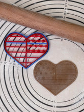 Load image into Gallery viewer, USA Heart Flag Cookie Cutter & Mold 4.1” Produced by 3D Kitchen Art