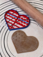 Load image into Gallery viewer, USA Heart Flag Cookie Cutter & Mold 4.1” Produced by 3D Kitchen Art