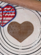 Load image into Gallery viewer, USA Heart Flag Cookie Cutter & Mold 4.1” Produced by 3D Kitchen Art