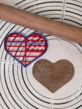 Load image into Gallery viewer, USA Heart Flag Cookie Cutter & Mold 4.1” Produced by 3D Kitchen Art