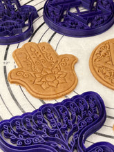 Load image into Gallery viewer, Set of 4 Cookie Cutters & Molds Hamsa, Magen David, (David's Star) Hanukkah (Menorah) Savivon (Dradel) 4.5"