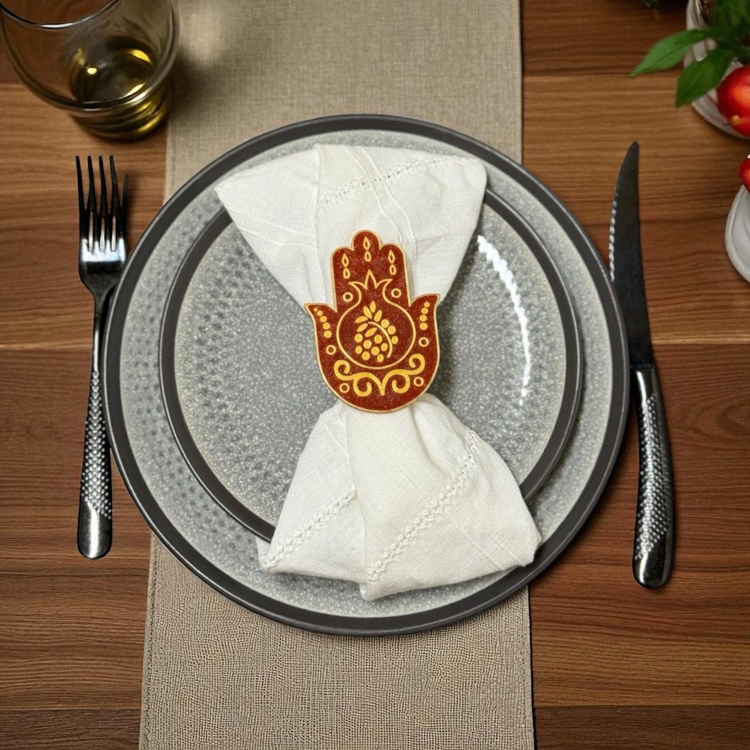 Pomegranate Hamsa Napkin Ring