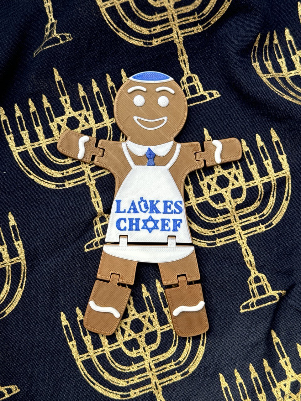 Articulated Flexible Latkes Cheef Hanukkah Gingerbread Man Produced by 3D Kitchen Art