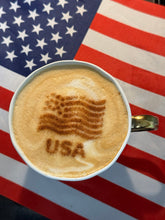 Load image into Gallery viewer, USA Patriot Flag Stencil for Coffee, Cappuccino, Hot Chocolate
