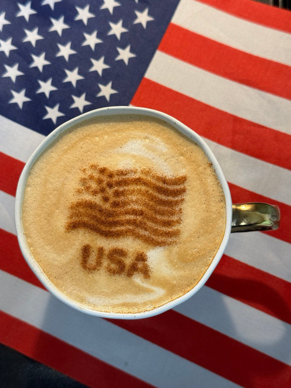 USA Patriot Flag Stencil for Coffee, Cappuccino, Hot Chocolate