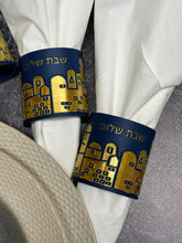 Load image into Gallery viewer, Shabbat Shalom Golden Jerusalem Napkin Ring Home Table Decoration
