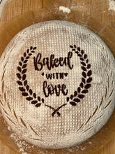 Load image into Gallery viewer, Baked with Love - Artisan Home Baked Bread Stencil Size - S 4-Inch-Scale Produced by 3D Kitchen Art
