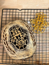 Load image into Gallery viewer, Hamsa - Artisan Home Baked Bread Stencil 4-Inch-Scale Produced by 3D Kitchen Art
