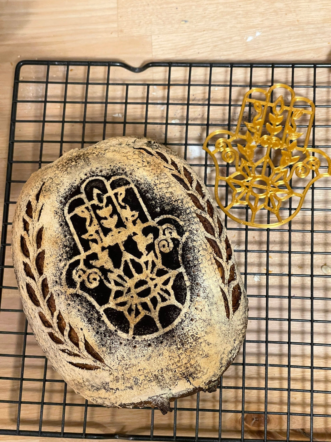 Hamsa - Artisan Home Baked Bread Stencil 4-Inch-Scale Produced by 3D Kitchen Art